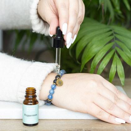 Inner Peace Blue Lace Agate Crystal Essential Oil Bracelet - Crystal Nest