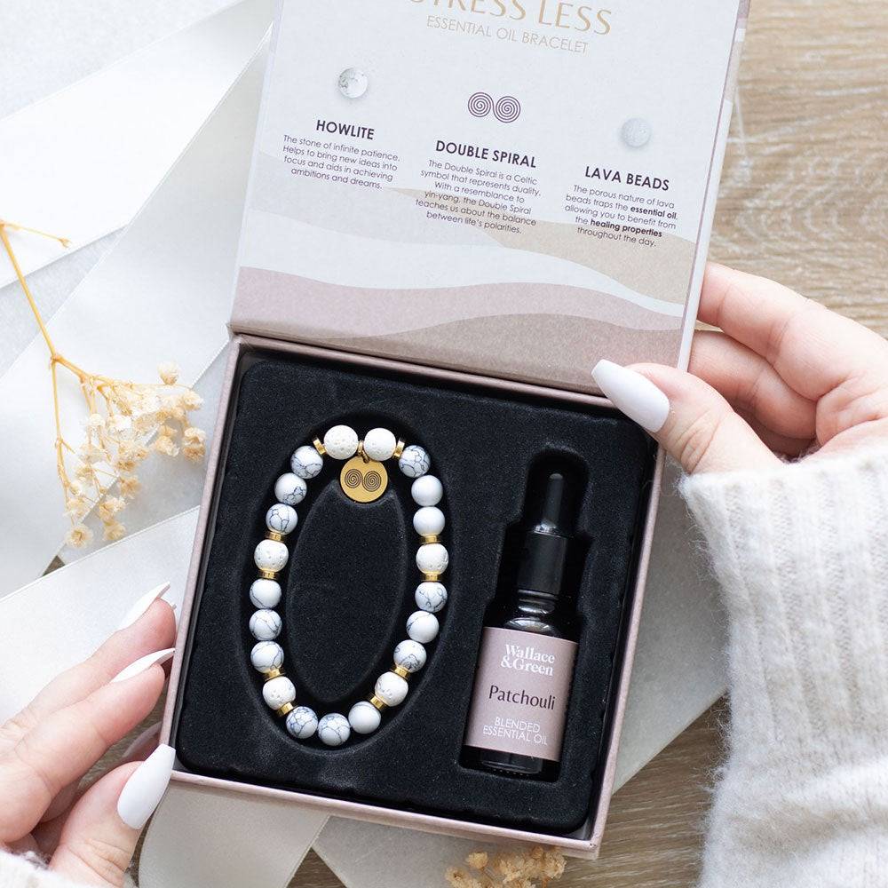 Stress Less Howlite Crystal Essential Oil Bracelet - Crystal Nest