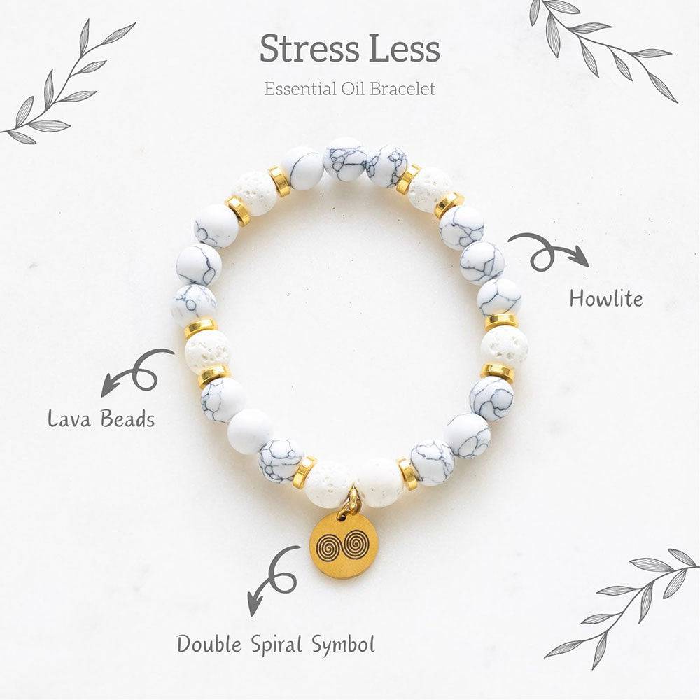 Stress Less Howlite Crystal Essential Oil Bracelet - Crystal Nest