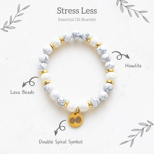 Stress Less Howlite Crystal Essential Oil Bracelet - Crystal Nest