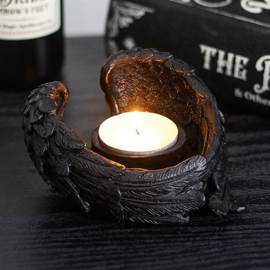Raven Wings Tealight Candle Holder - Crystal Nest