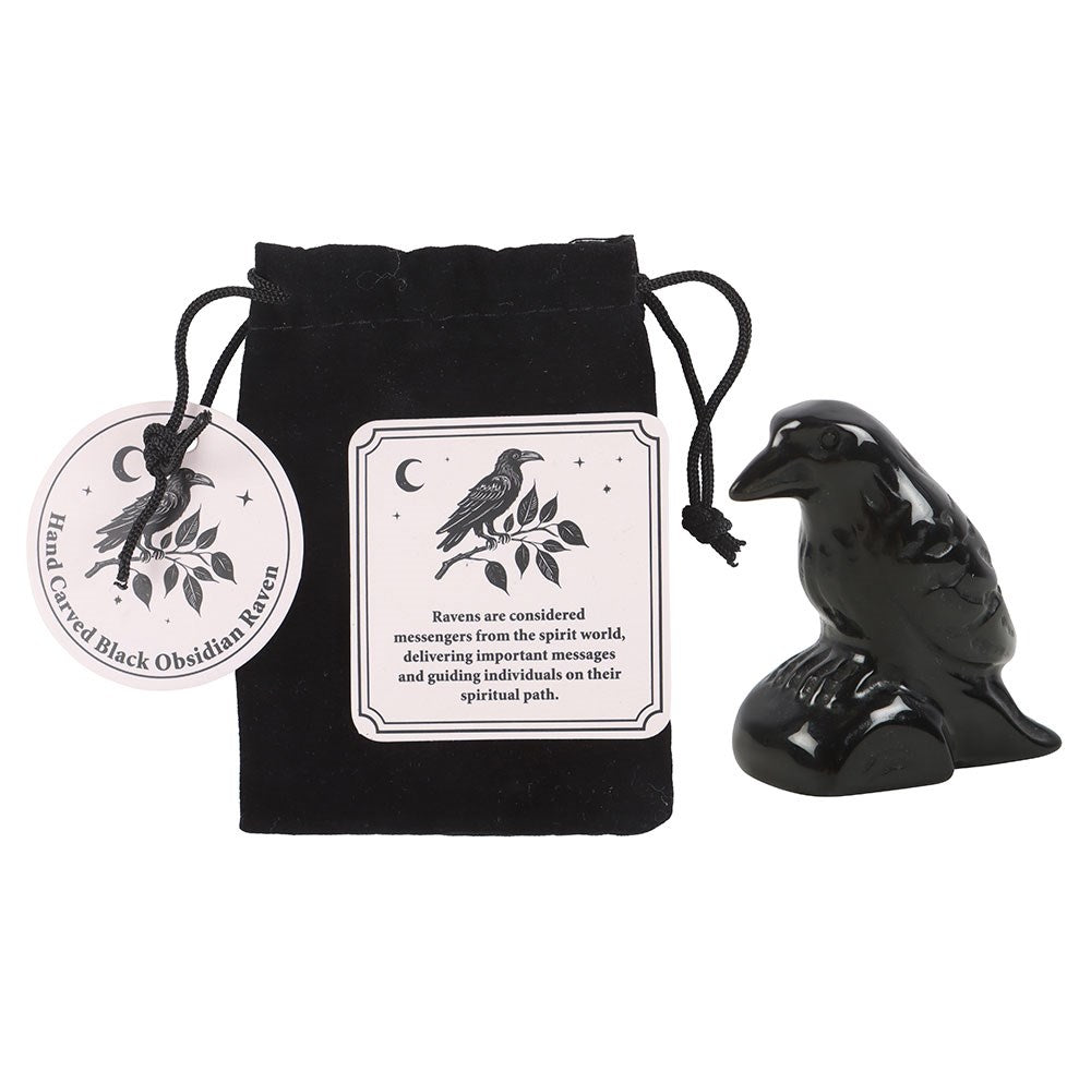 Black Obsidian Raven Ornament - Protection - Crystal Nest
