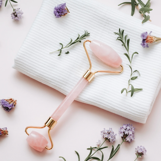 Rose Quartz Facial Roller | Skincare Tool for Radiance, Anti-Puffiness & Relaxation - Crystal Nest