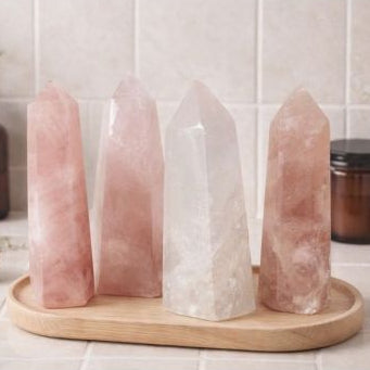 Large Rose Quartz Crystal Prism Point | 1-1.15kg - Crystal Nest