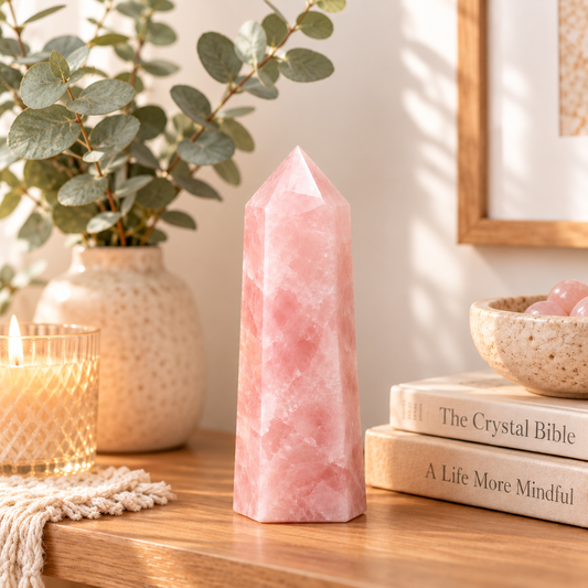 Large Rose Quartz Crystal Tower | Madagascar | 1–1.15kg - Crystal Nest