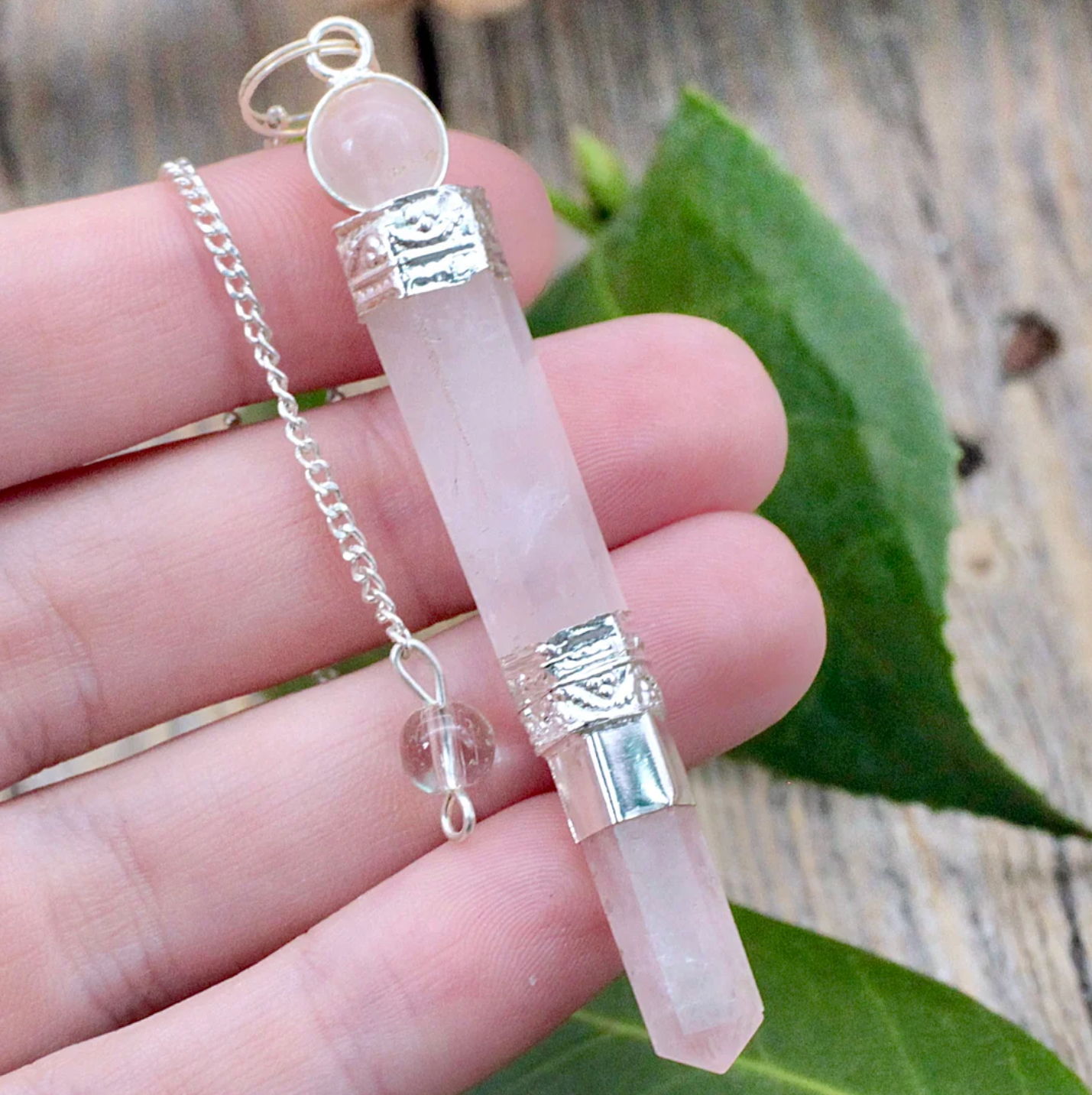 Rose Quartz Wand Pendulum - Crystal Nest