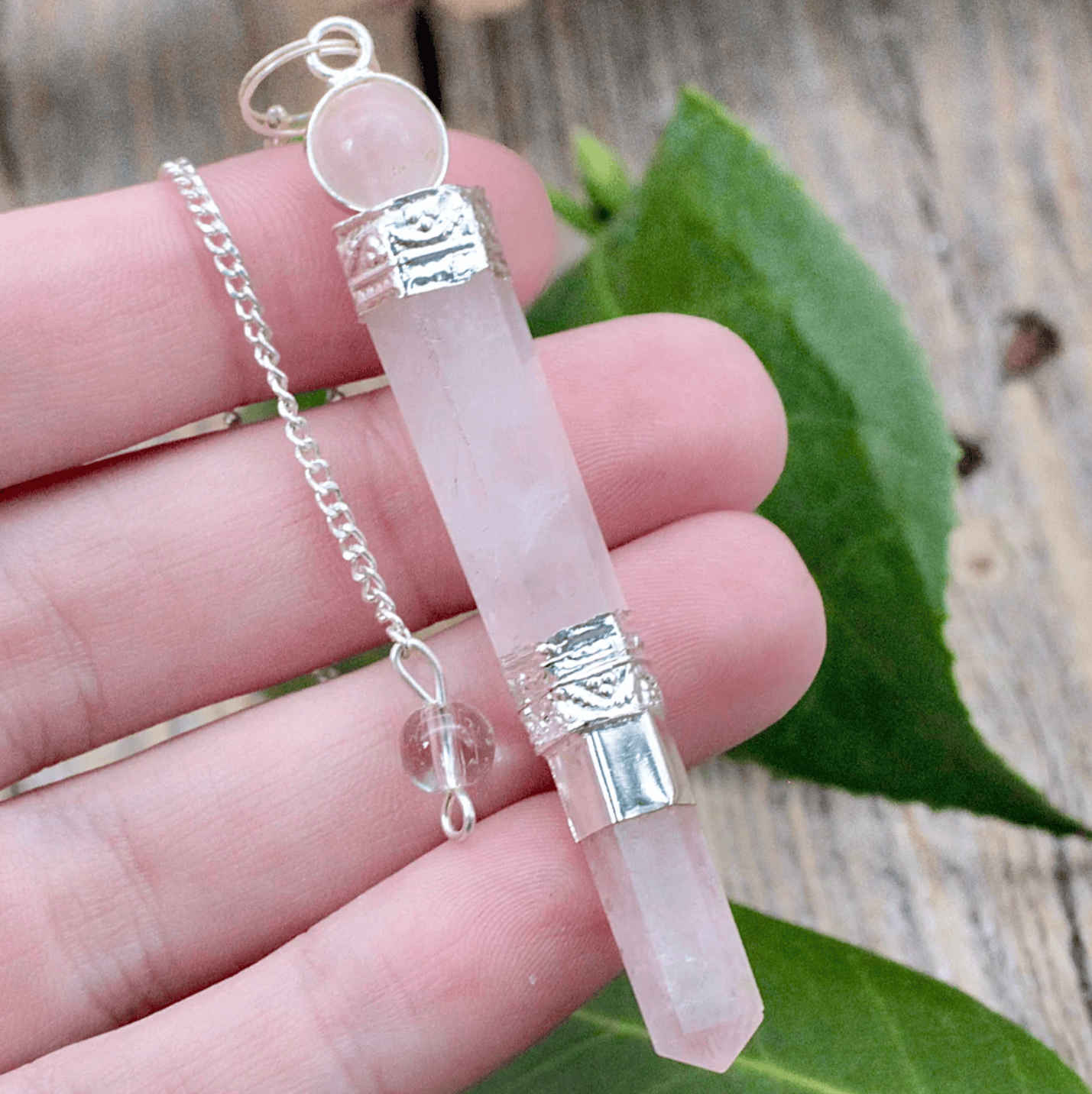 Rose Quartz Wand Pendulum - Crystal Nest