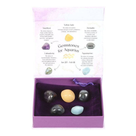 Aquarius Zodiac Crystal Tumblestone Set - Crystal Nest