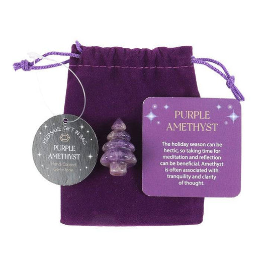 Mini Amethyst Christmas Tree in Gift Bag - Crystal Nest