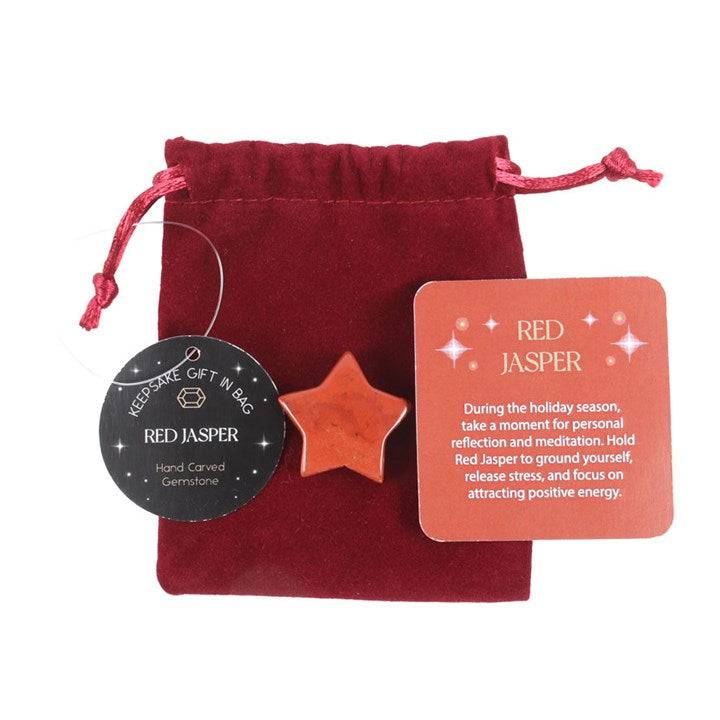 Mini Red Jasper Star in Gift Bag - Crystal Nest