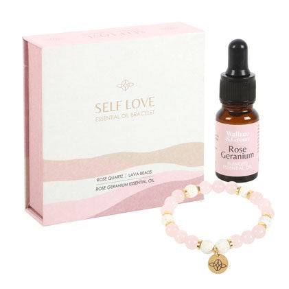 Self Love Rose Quartz Crystal Essential Oil Bracelet - Crystal Nest