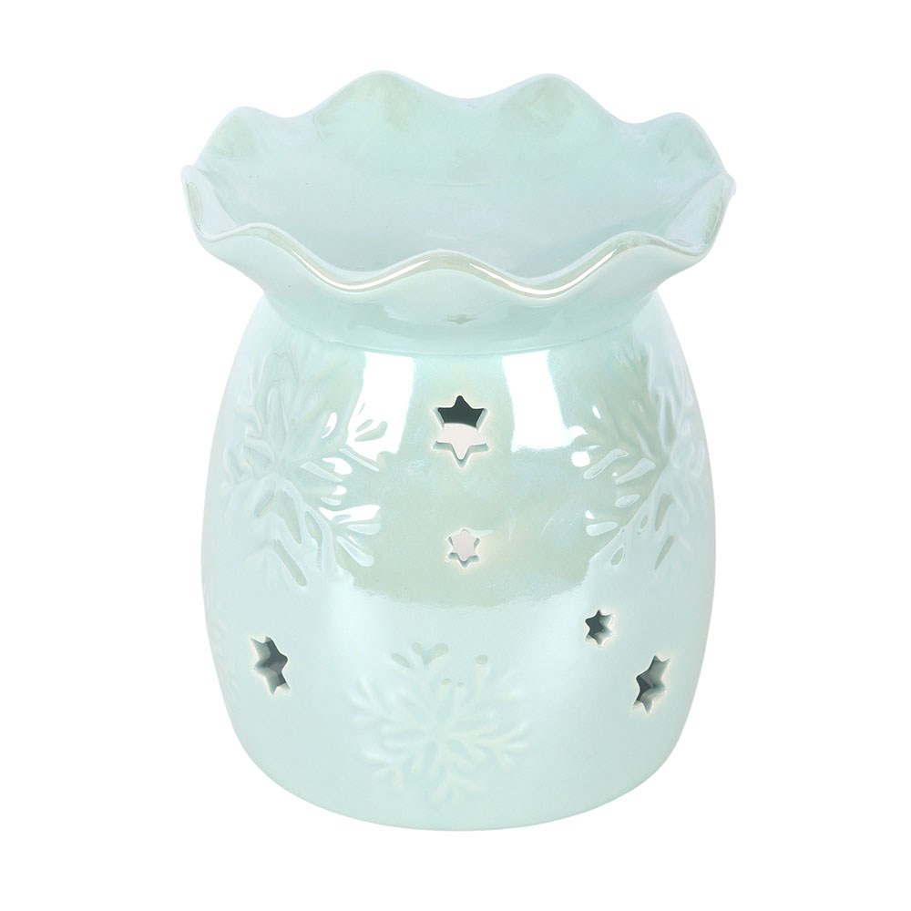 Iridescent Blue Snowflake Wax Melt Burner & Oil Warmer