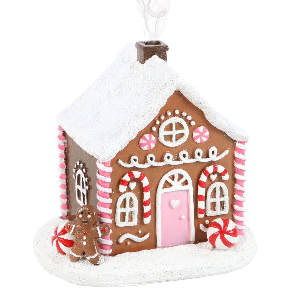 Pink Gingerbread House Incense Cone Burner - Crystal Nest