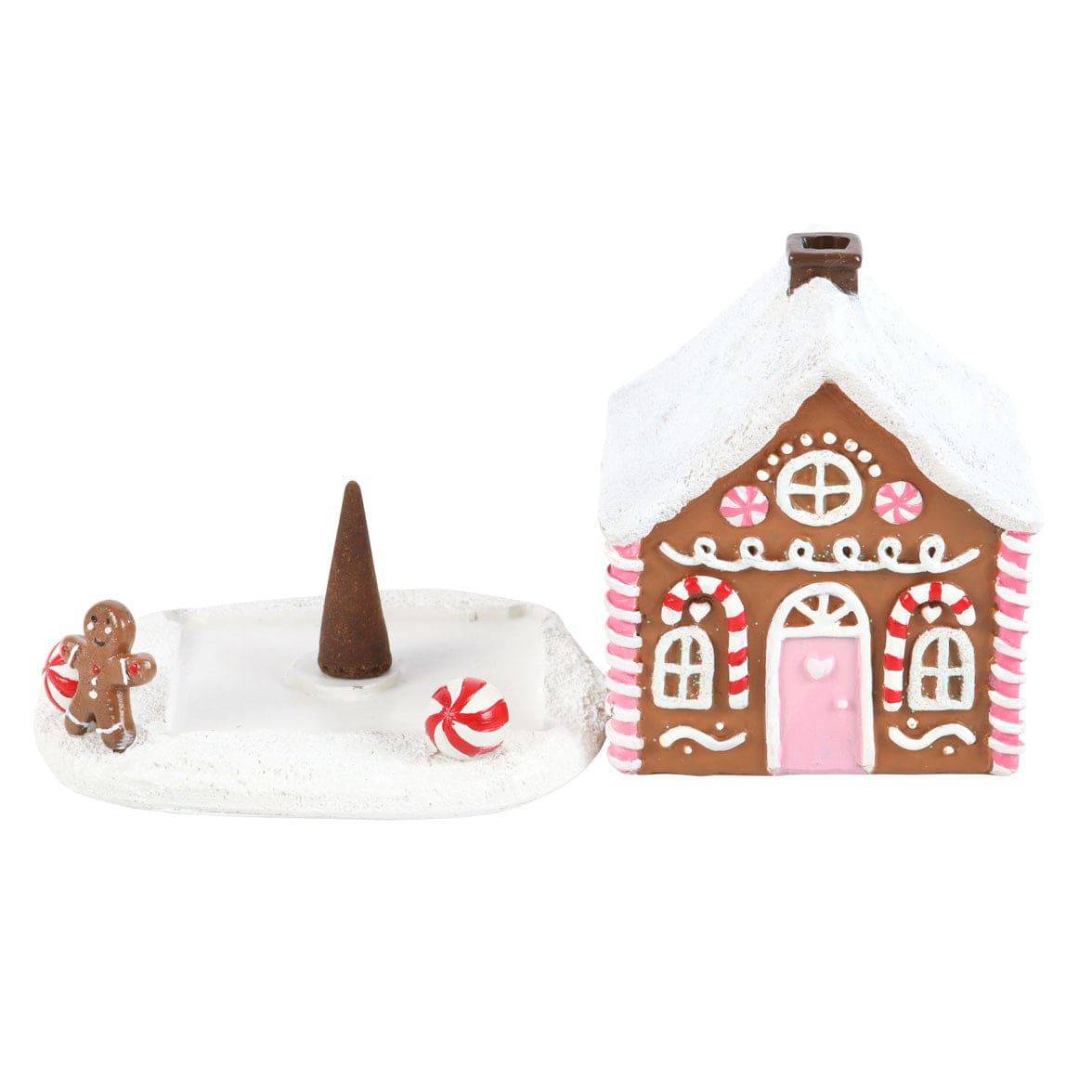 Pink Gingerbread House Incense Cone Burner - Crystal Nest