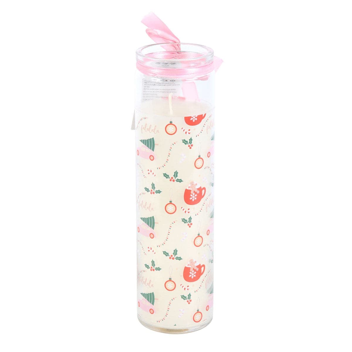 Sugarplum Fun Christmas Print Glass Tube Candle - Crystal Nest