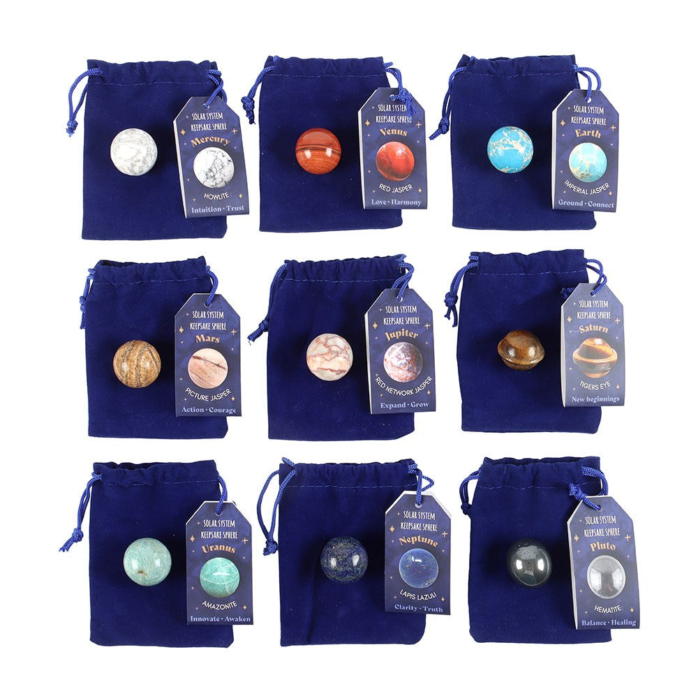 Solar System Gemstone Sphere Set | 9 Crystal Planet Gift Collection