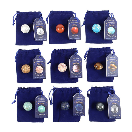Solar System Gemstone Sphere Set | 9 Crystal Planet Gift Collection - Crystal Nest