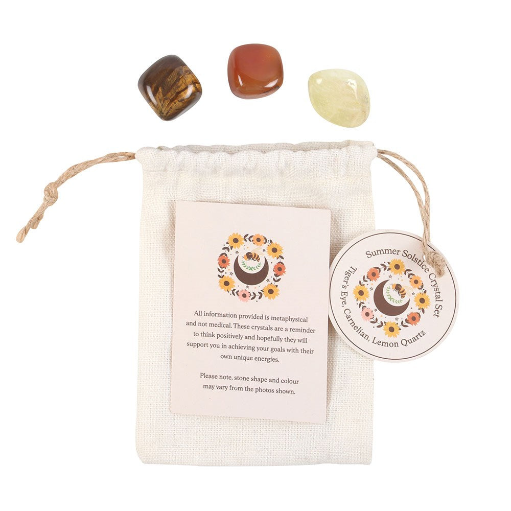 Summer Solstice Crystal Set – Tiger’s Eye, Carnelian & Lemon Quartz - Crystal Nest