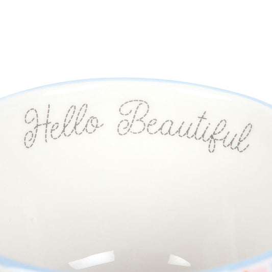 Hello Beautiful Floral Ceramic Mug - Mothers Day Gift - Crystal Nest