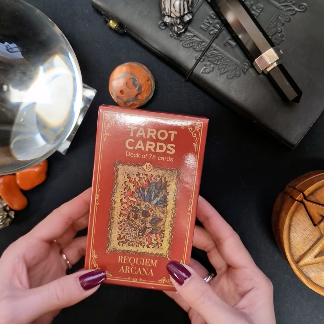 Requiem Arcana Tarot Cards with Guidebook | Gothic Skeletal Deck by Vera Petruk