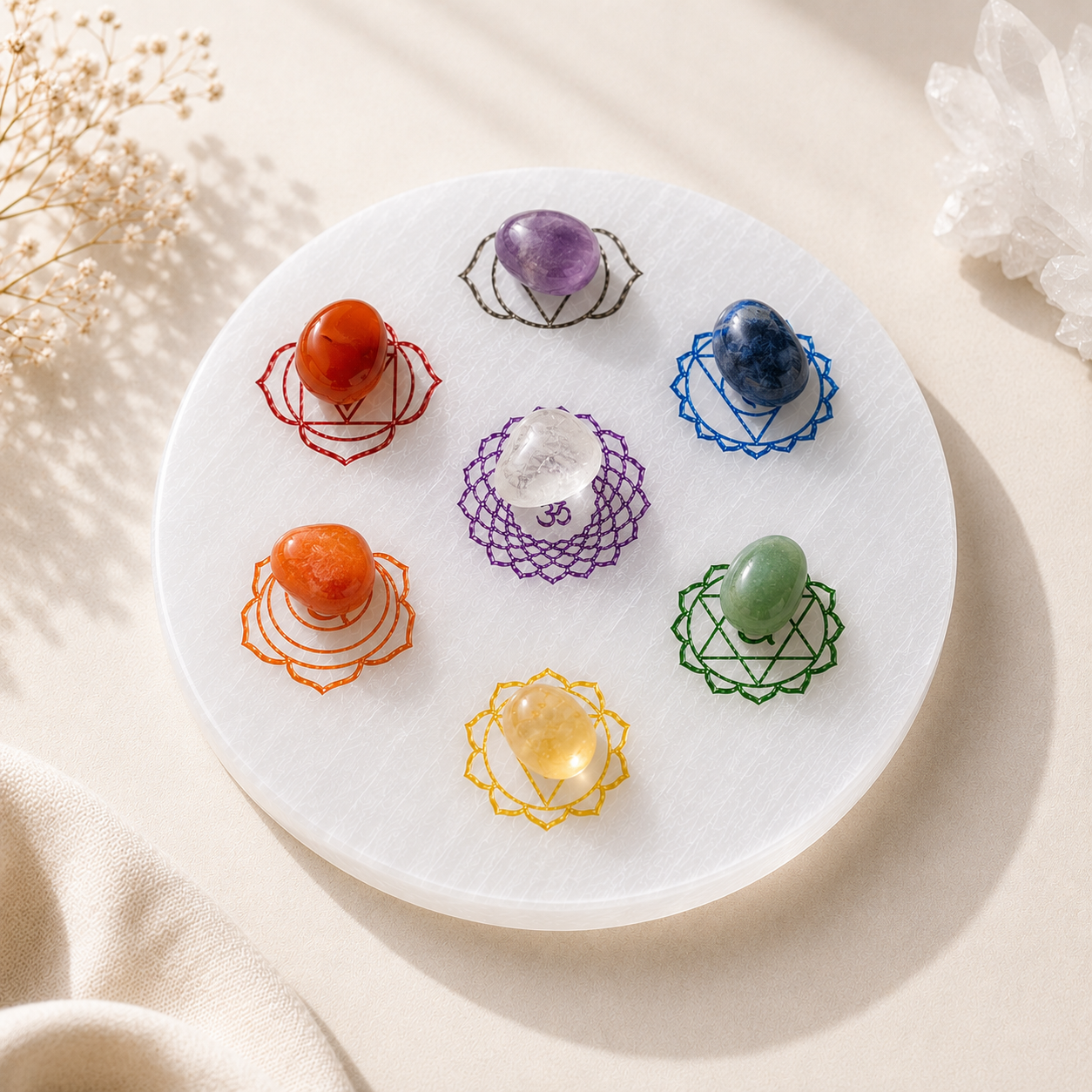 Medium Selenite Chakra Charging Plate