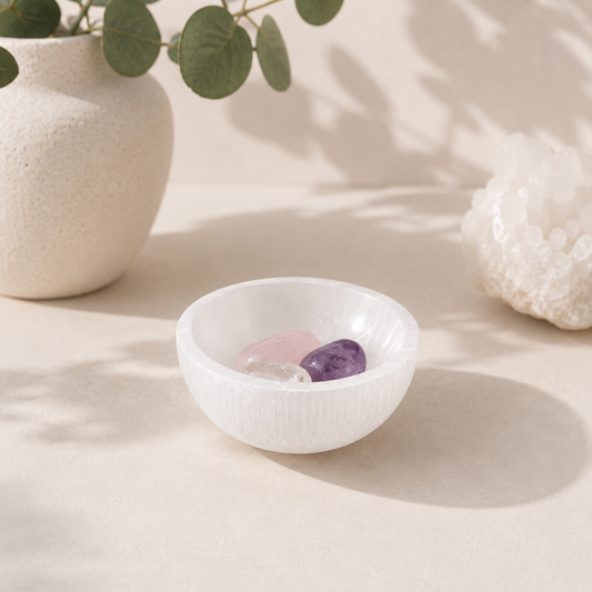 Small Round Selenite Crystal Cleansing Bowl