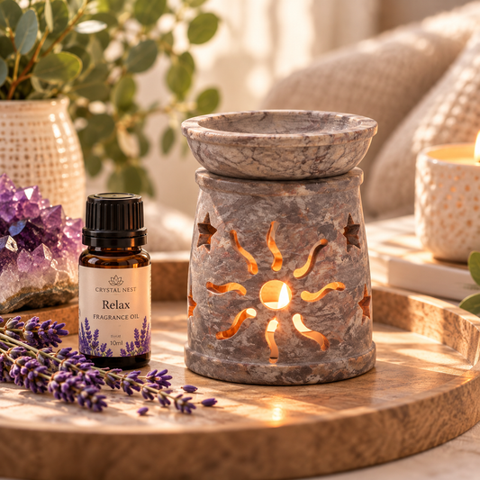 Sun & Stars Soapstone Oil Burner - Crystal Nest