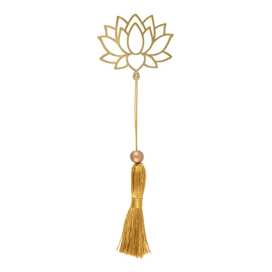 Gold Lotus Flower Bookmark with Tassel | Mindfulness & Journal Accessory - Crystal Nest