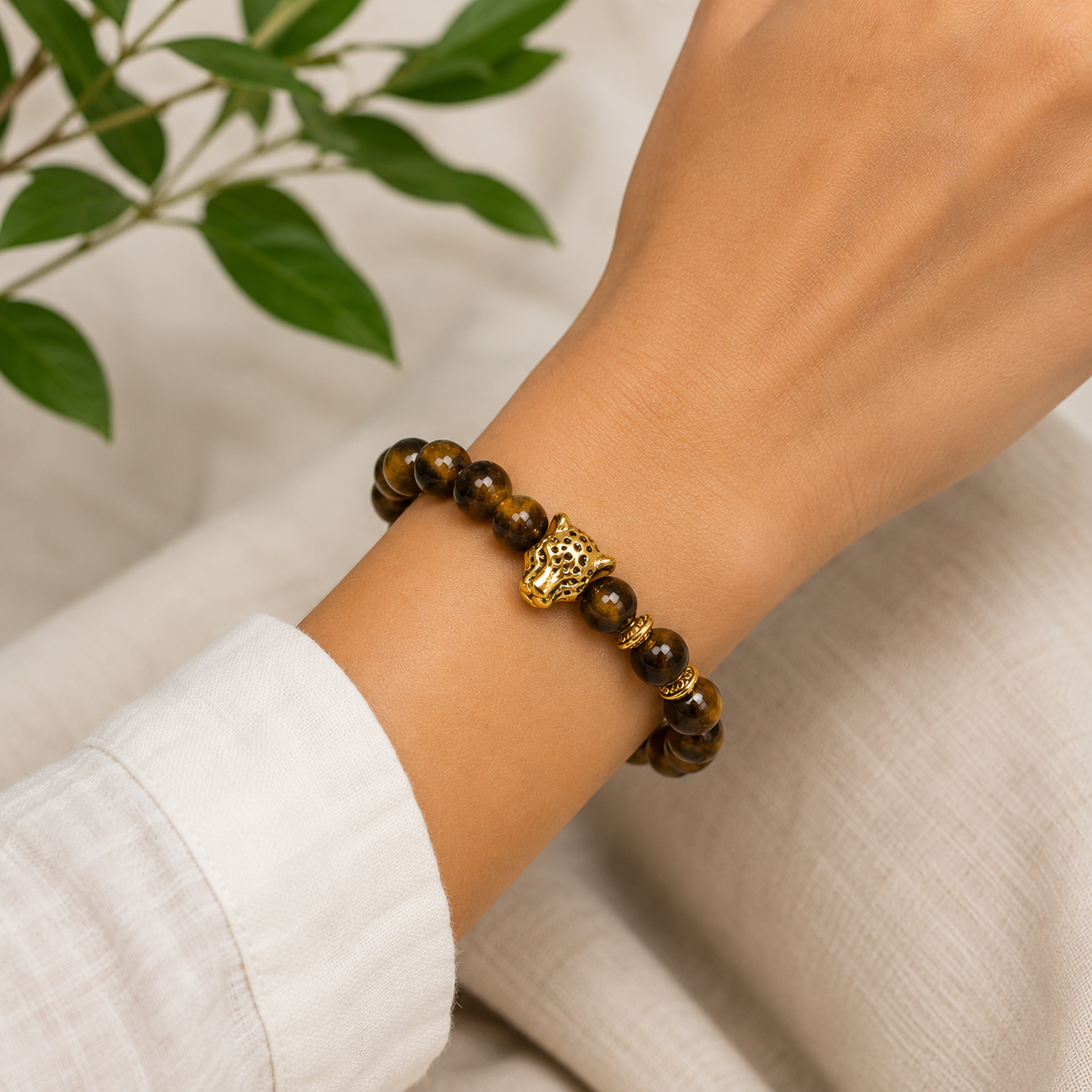 Golden Tiger & Tiger Eye Bracelet | Confidence & Courage