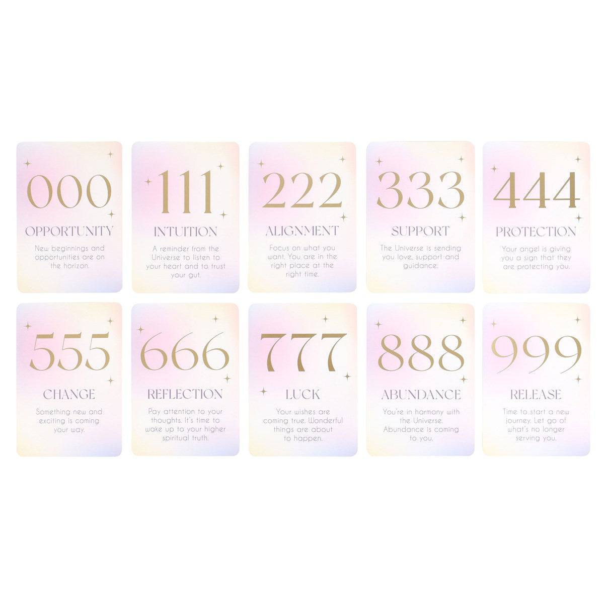 Angel Number Affirmation Cards with Wooden Stand - Crystal Nest