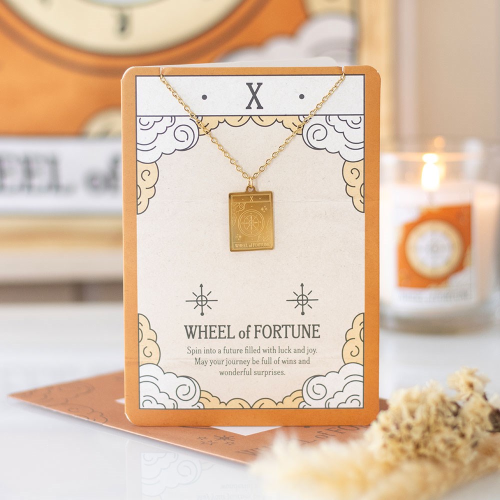 The Wheel of Fortune Tarot Necklace & Greeting Card - Crystal Nest