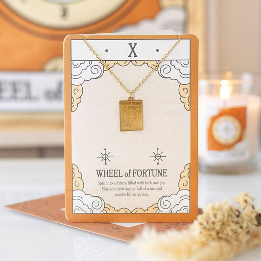 The Wheel of Fortune Tarot Necklace & Greeting Card - Crystal Nest