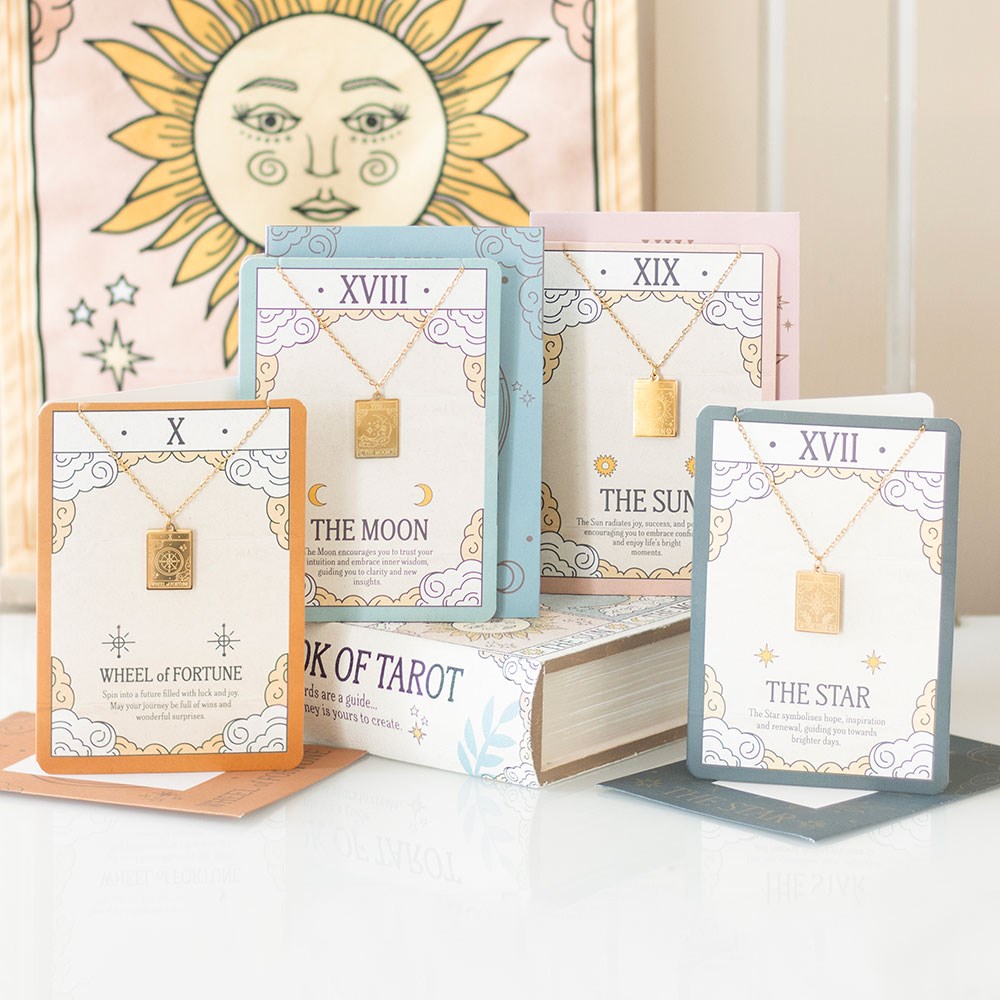 The Wheel of Fortune Tarot Necklace & Greeting Card - Crystal Nest