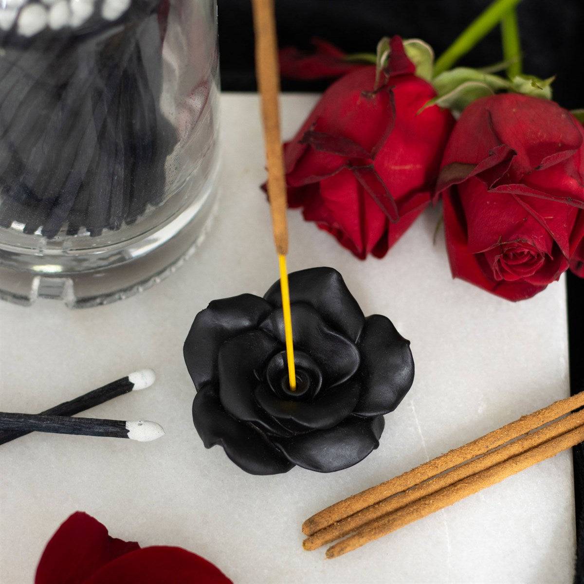 Black Rose Incense Stick Holder - Crystal Nest
