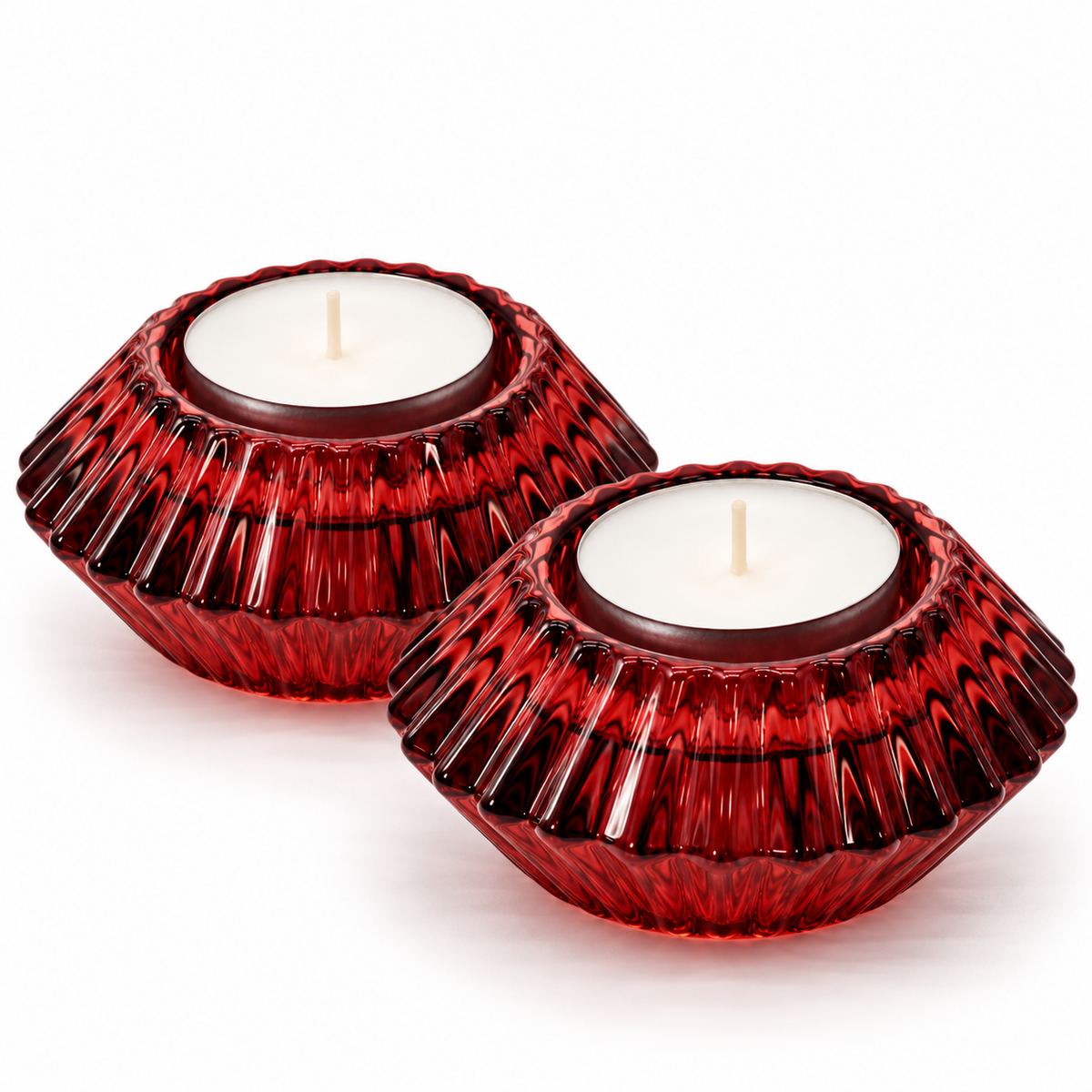 Vintage Burgundy Glass Reversible Candle Holder | Taper & Tealight