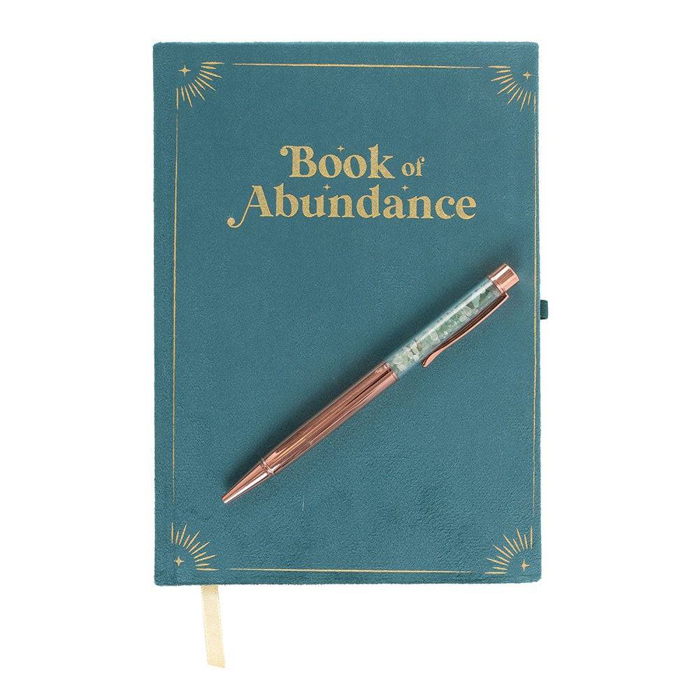 Book of Abundance Journal with Green Aventurine Crystal Pen - Crystal Nest