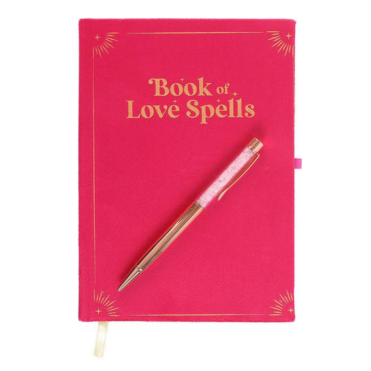 Book of Love Spells Journal with Rose Quartz Crystal Pen - Crystal Nest