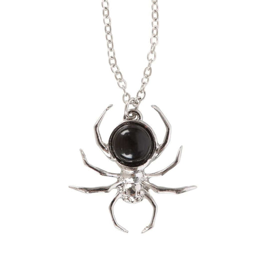 Black Obsidian Spider Pendant Necklace - Crystal Nest