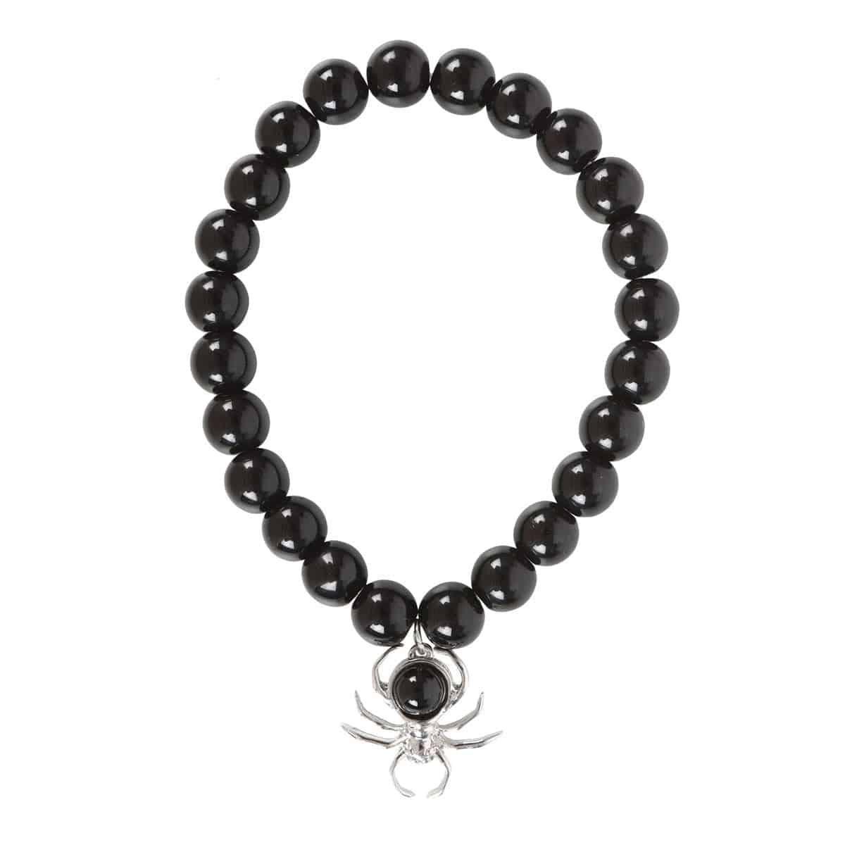 Black Obsidian Beaded Spider Bracelet - Crystal Nest