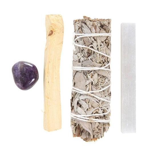 Smudge Kit with Amethyst Crystal - Cleanse & Uplift Your Space - Crystal Nest