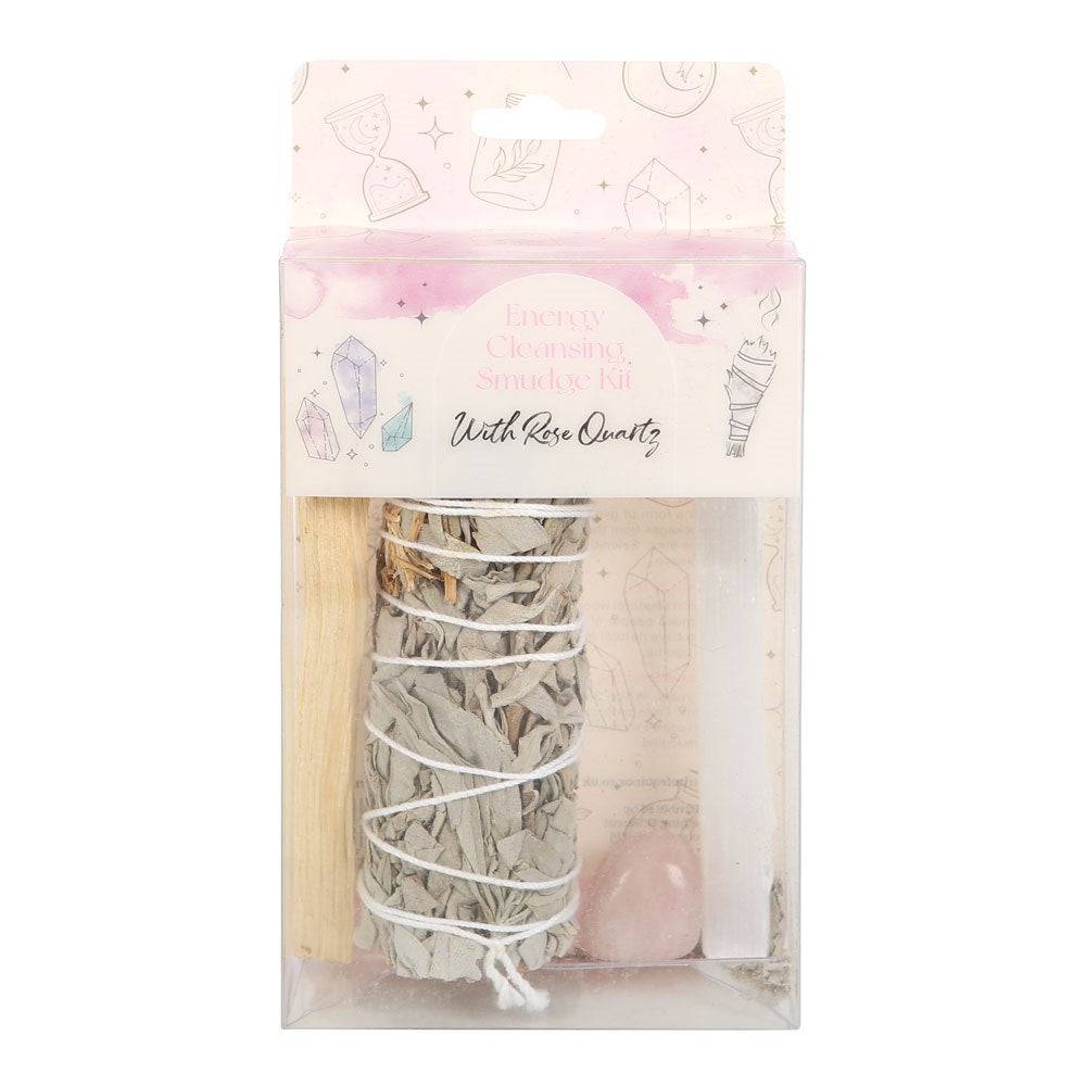 Smudge Kit with Rose Quartz Crystal - Attract Love & Cleanse Your Space - Crystal Nest