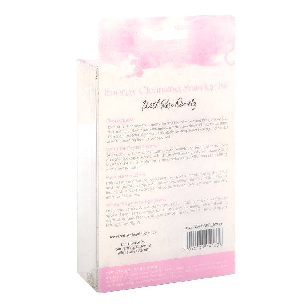 Smudge Kit with Rose Quartz Crystal - Attract Love & Cleanse Your Space - Crystal Nest