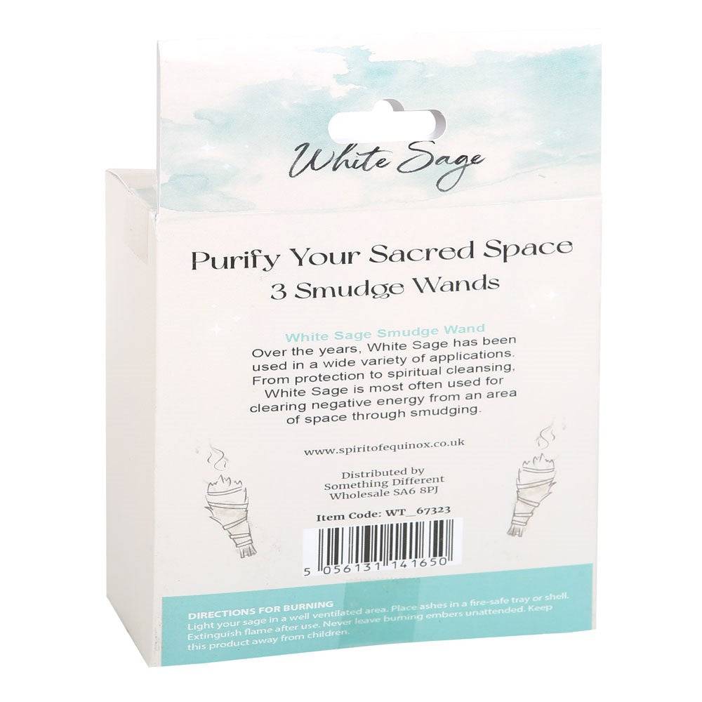 Set of 3 White Sage Smudge Wands – Purify & Cleanse Your Space - Crystal Nest