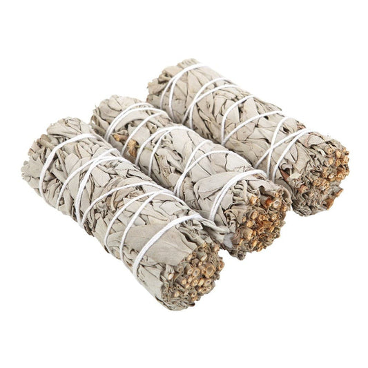 Set of 3 White Sage Smudge Wands – Purify & Cleanse Your Space - Crystal Nest