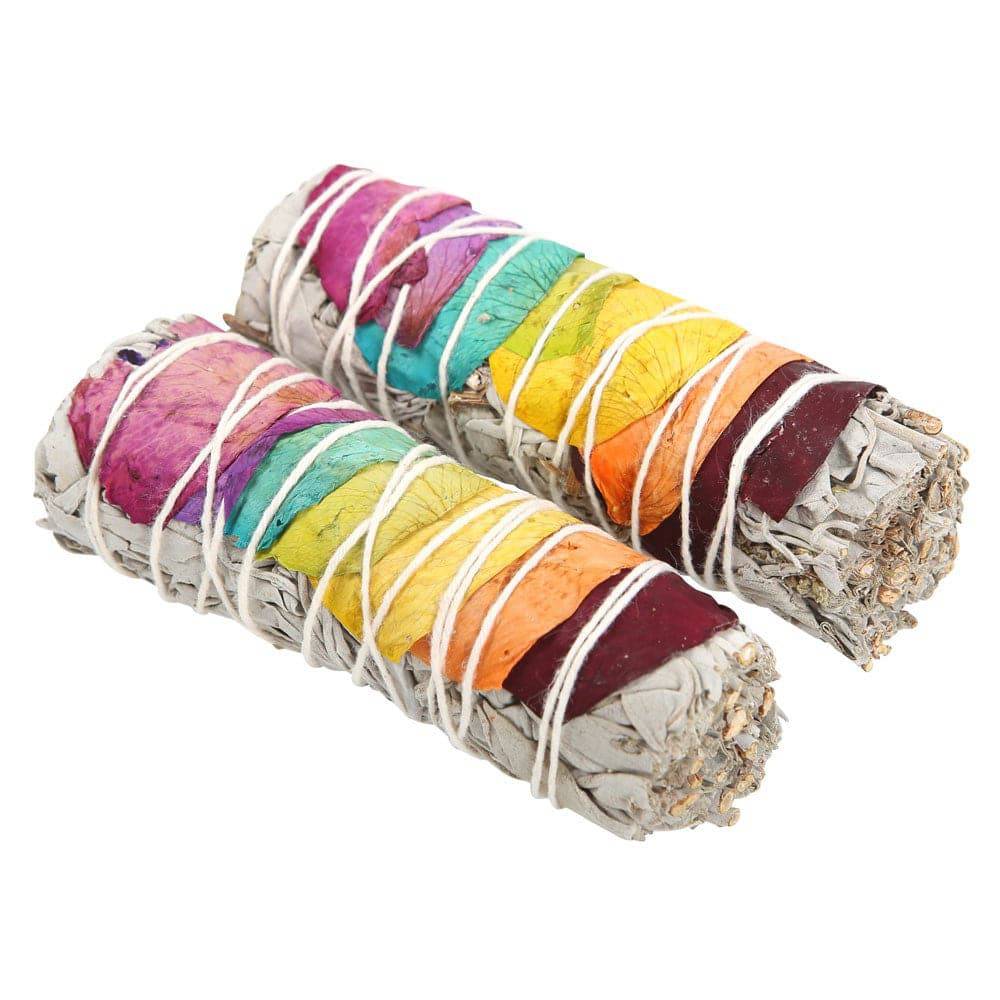 Set of 2 Rose Petal Sage Smudge Wands – Spiritual Cleansing & Blessings - Crystal Nest