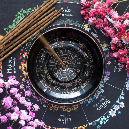 Wheel of the Year Incense Stick & Cone Holder - Crystal Nest