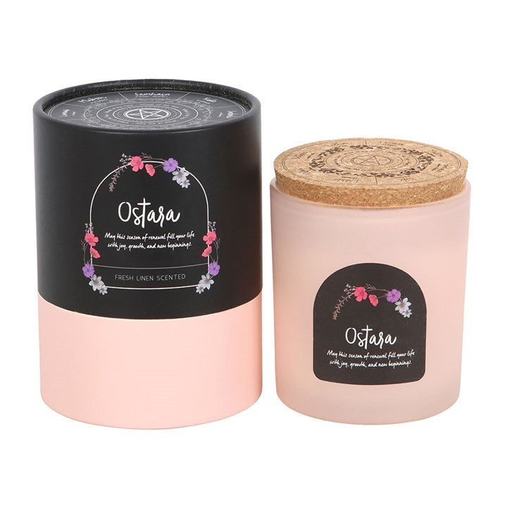 Ostara Fresh Linen Wheel of the Year Candle - Crystal Nest