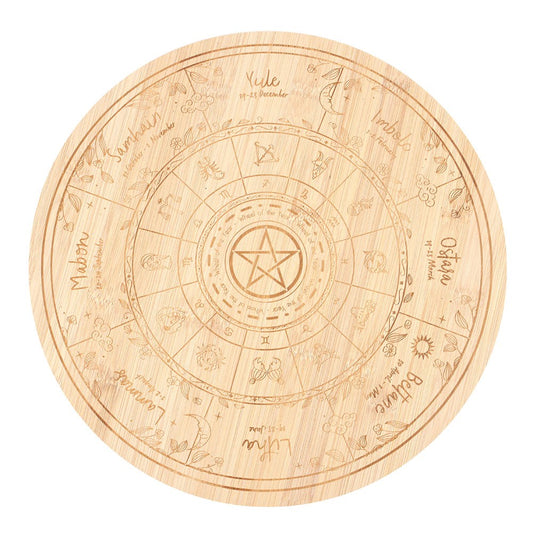 Wheel of the Year Round Wooden Serving & Spiritual Board | 30cm - Crystal Nest