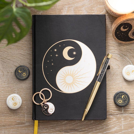 Yin Yang Journal with Black Obsidian Pen - Crystal Nest