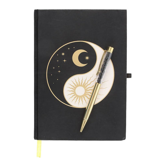Yin Yang Journal with Black Obsidian Pen - Crystal Nest